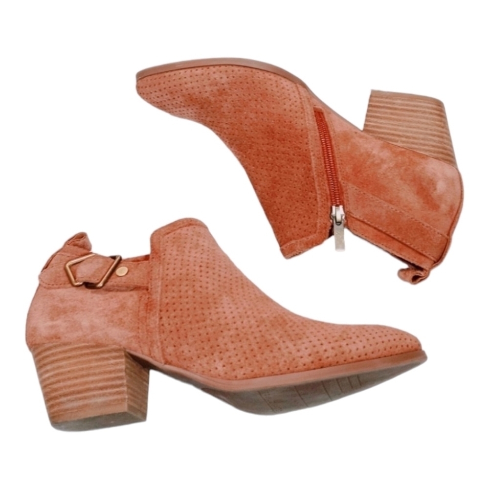 Franco Sarto Garfield Buckle Accent Zip Burnt Orange Bootie